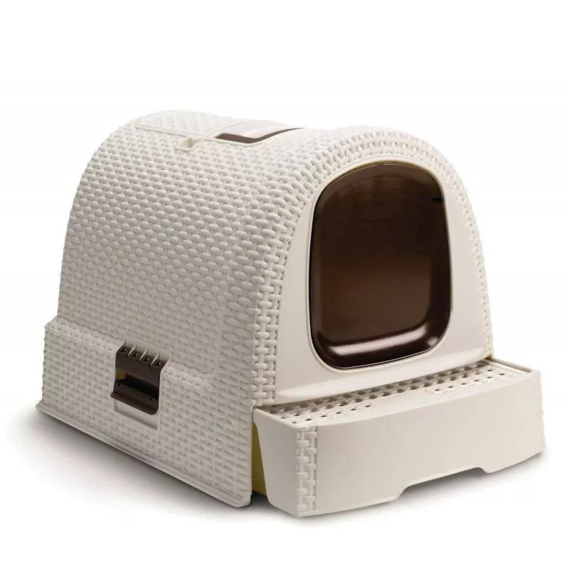 Closed cat litter box Curver 198849, technopolymer, cream, removable lid, 385×510×395 mm