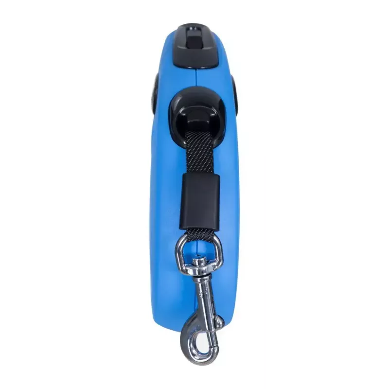 Retractable dog lead Flexi New Classic S, cord leash, 5 m length, for small dogs 5–10 kg, max load 15 kg, blue