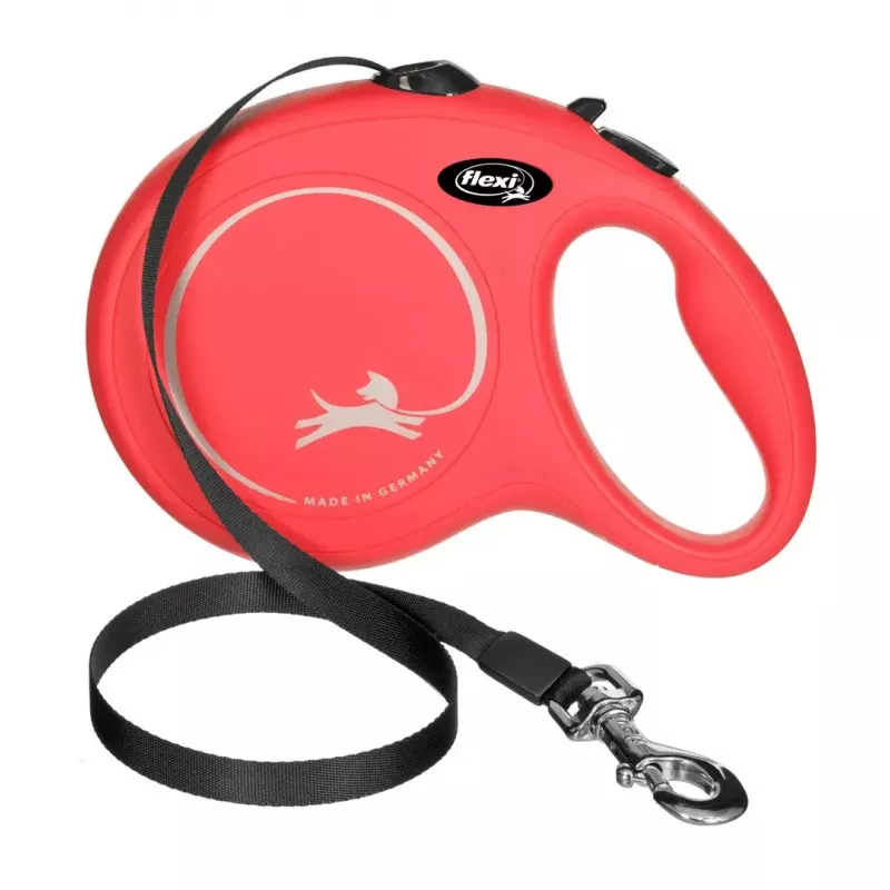 Retractable dog lead Flexi New Classic 5 m, black nylon tape, for large breeds up to 50 kg