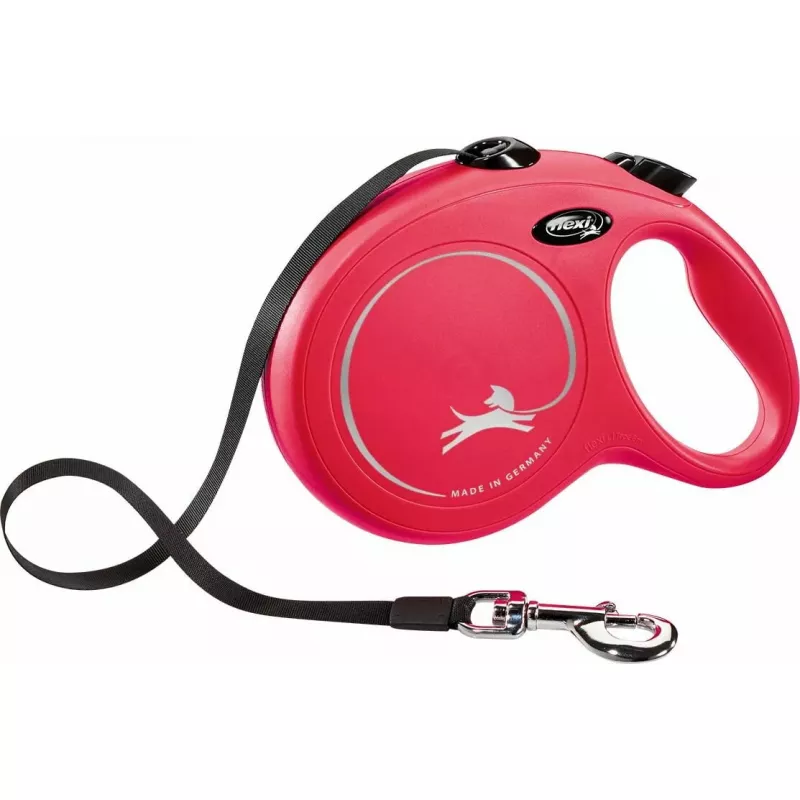 Retractable dog leash Flexi New Classic 8 m, tape lead, black, suitable for large breeds up to 50 kg