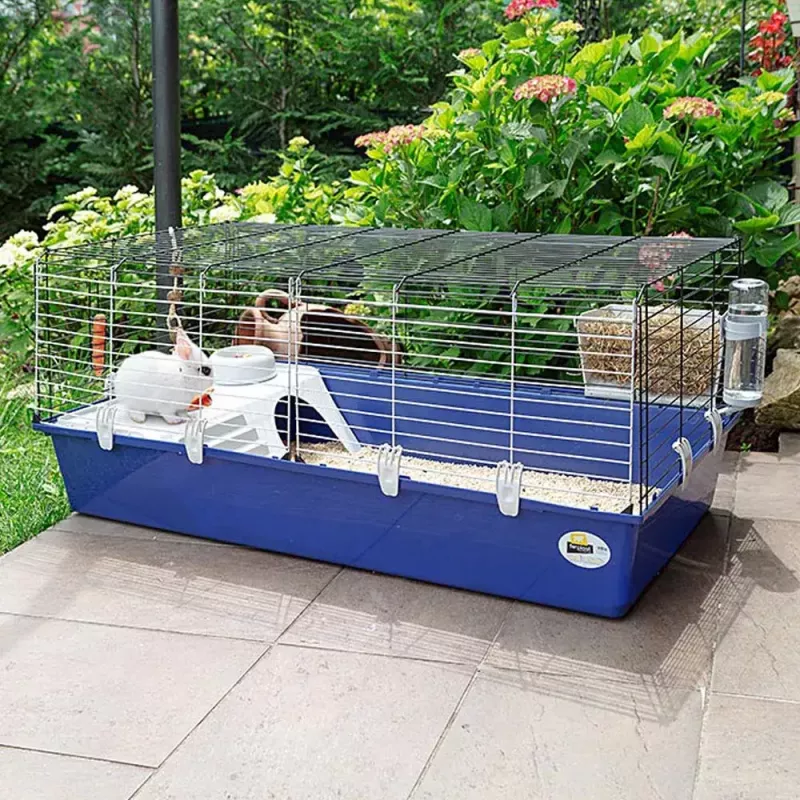 Cage FERPLAST Rabbit 120 Blue — metal and plastic rabbit cage 1180×585×495 mm, for rabbits 5–9.9 kg