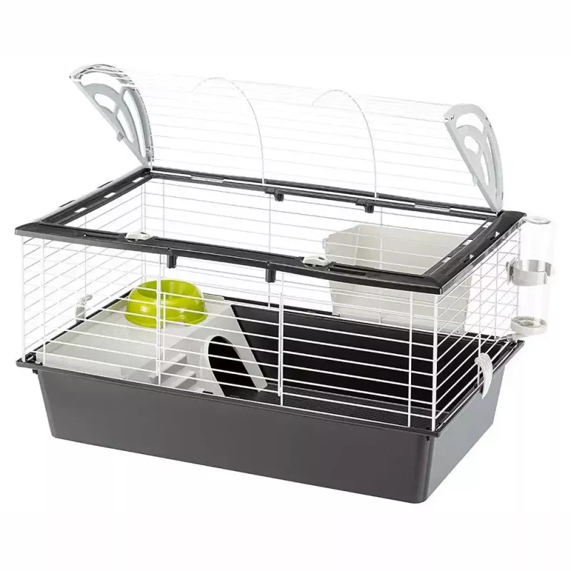 Cage FERPLAST Casita 80 for guinea pigs 780×480×500 mm, metal and plastic, grey/black-white