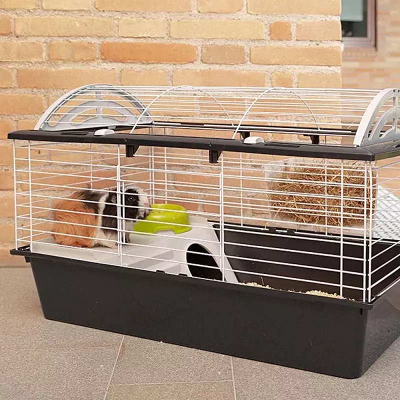 Cage FERPLAST Casita 80 for guinea pigs 780×480×500 mm, metal and plastic, grey/black-white