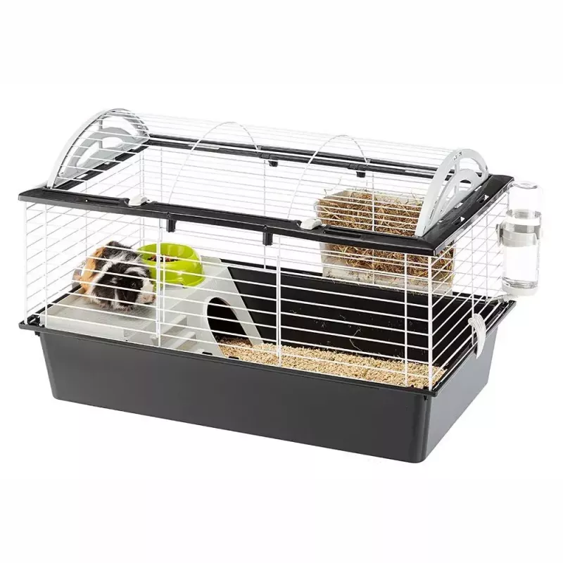 Cage FERPLAST Casita 80 for guinea pigs 780×480×500 mm, metal and plastic, grey/black-white
