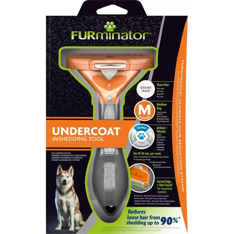 Deshedder brush FURminator FUR151388 for medium dogs (10–25 kg), short coat, grey orange