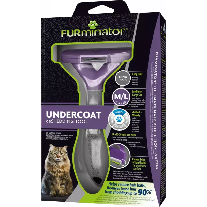 Deshedder brush FURminator FUR151357 for long-haired cats (Ragdoll), black, 270 g