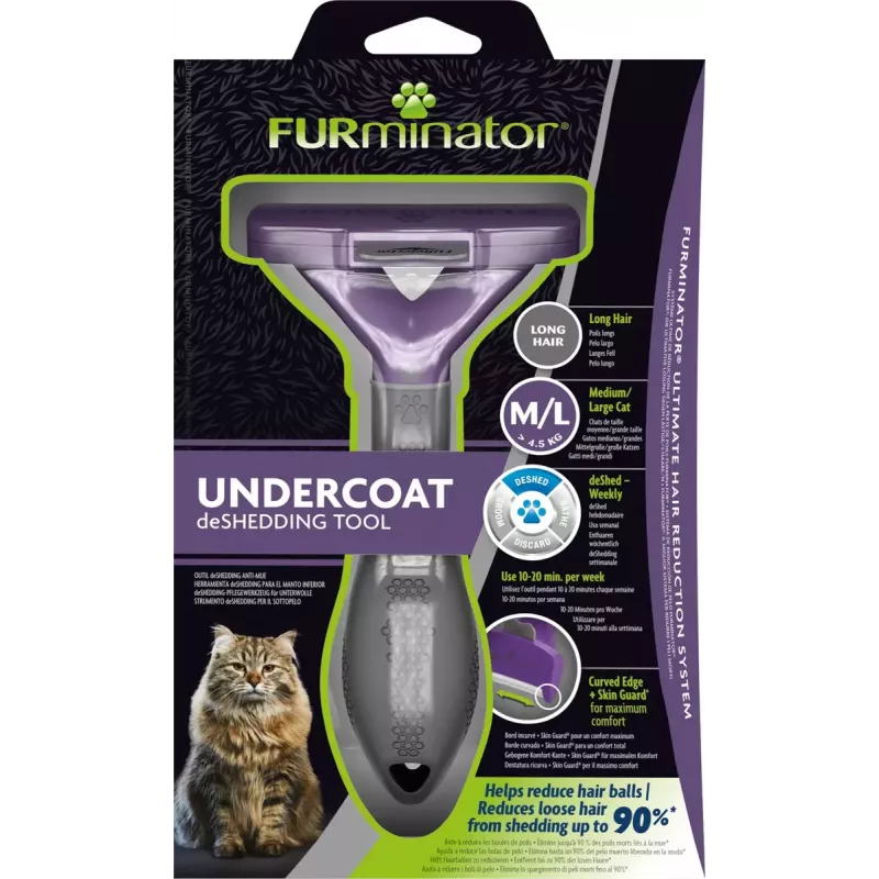 Deshedder brush FURminator FUR151357 for long-haired cats (Ragdoll), black, 270 g