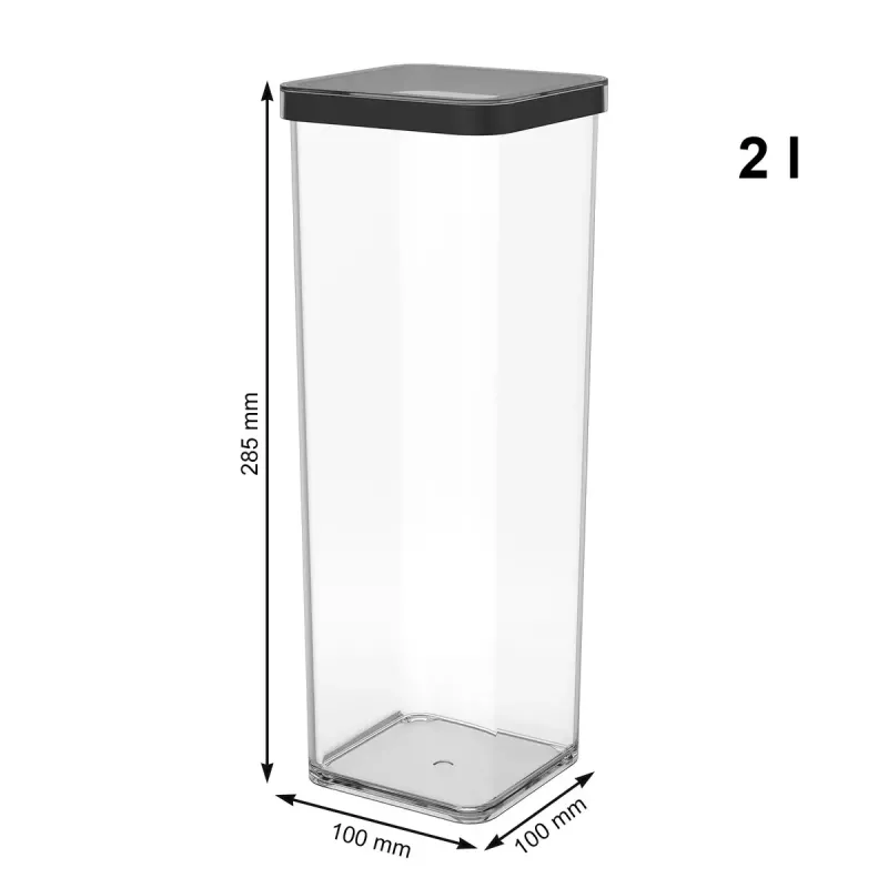 Feed container rotho 1160608080 2 L Black Transparent, 100×100×285 mm, technopolymer
