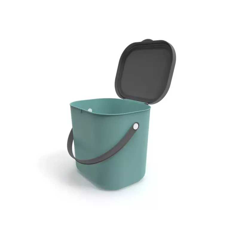 Waste container rotho Albula rectangular plastic 6 L, recycled plastic, dark green, hanger hole