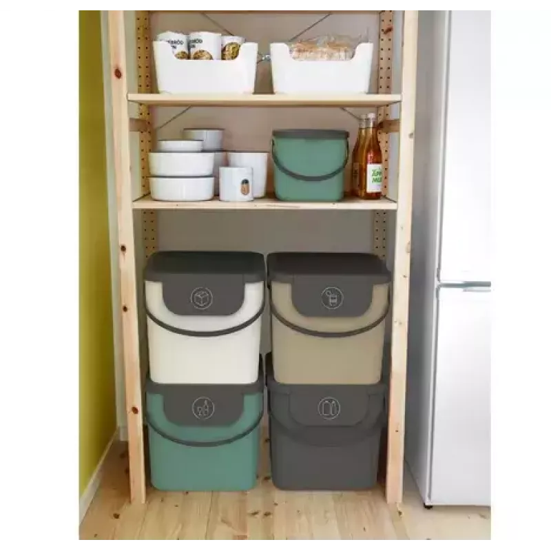 Waste container Rotho Albula rectangular 40 L, technopolymer, cappuccino, 400×358×340 mm, hanger hole