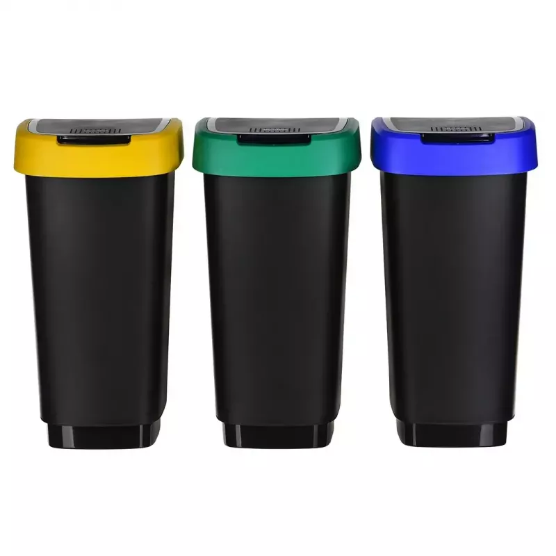Three-compartment waste sorter rotho Twist 3 × 25 L (technopolymer, black, 252×333×476 mm)