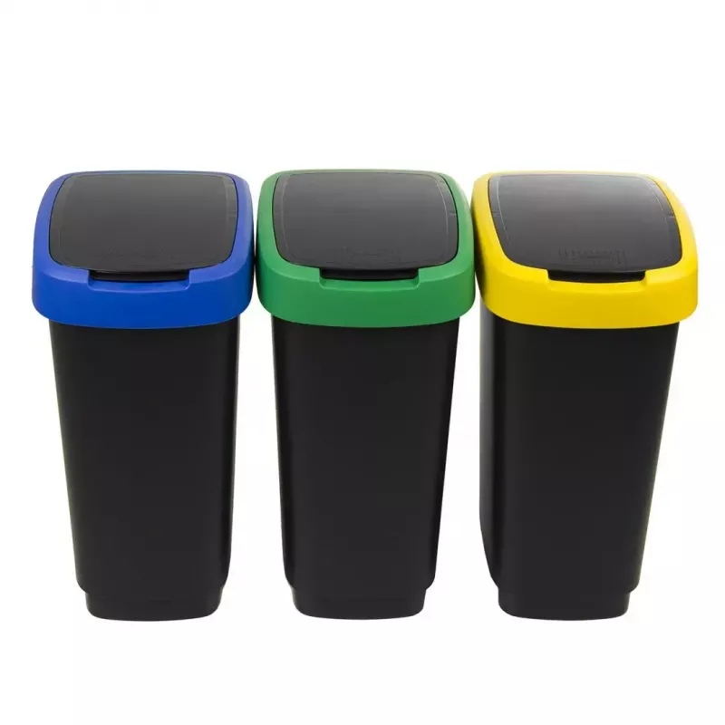 Three-compartment waste sorter rotho Twist 3 × 25 L (technopolymer, black, 252×333×476 mm)