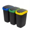 Three-compartment waste sorter rotho Twist 3 × 25 L (technopolymer, black, 252×333×476 mm)