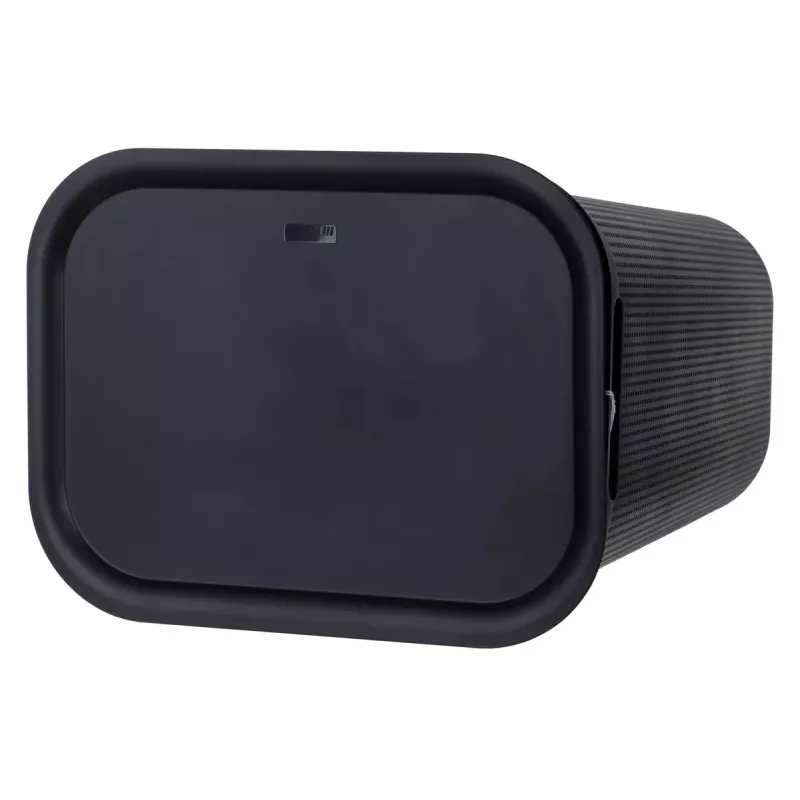 Laundry basket rotho Brisen 50 L ventilated plastic hamper with lid and hanger hole, black, 340×431×529 mm