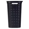 Laundry basket rotho Brisen 50 L ventilated plastic hamper with lid and hanger hole, black, 340×431×529 mm
