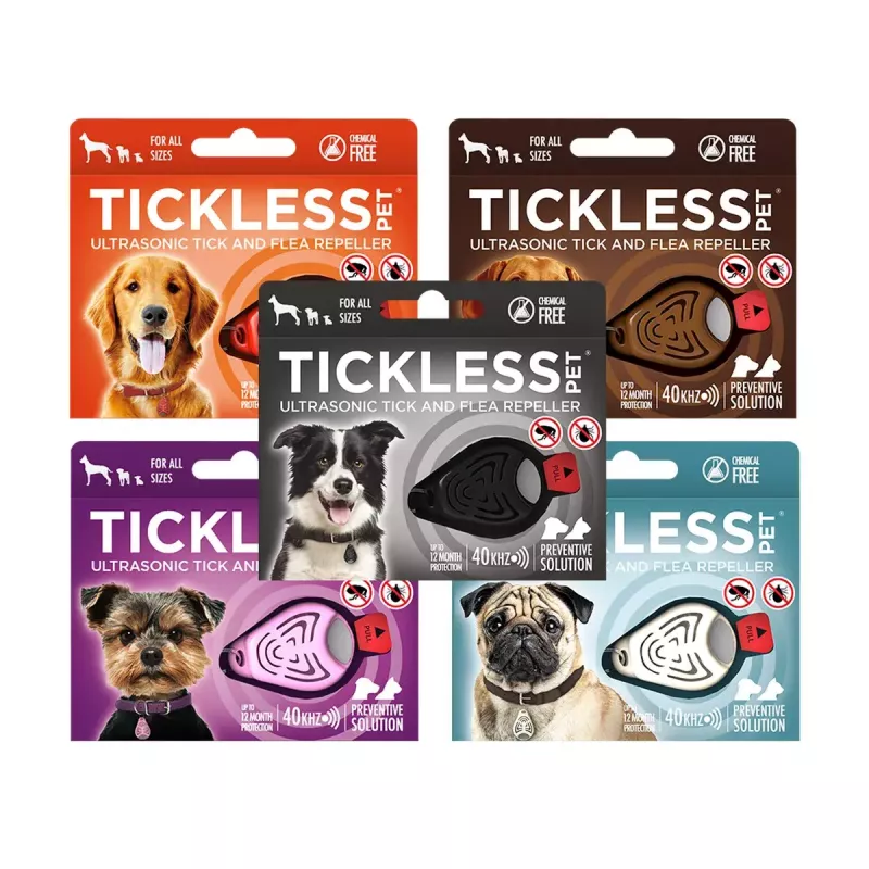 Ultrasonic tick repellent device TICKLESS PET PRO-101BE for cats and dogs, beige, 18 g, 1.5 m range, moisture-resistant