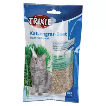 Cat grass treat Trixie 4236 sachet 100 g — plant-based vegetable delicacy, de-worming
