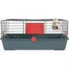 Rodent cage ZOLUX Classic 80 — two-level metal/plastic enclosure, 800×430×330 mm, 31 mm rod spacing, grey/red