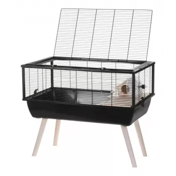 Cage for rodents ZOLUX Neo Nigha small H36 black, wood, W780×D360×H480 mm, wheel included