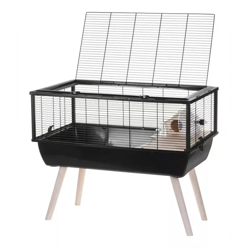 Cage for rodents ZOLUX Neo Nigha small H36 black, wood, W780×D360×H480 mm, wheel included