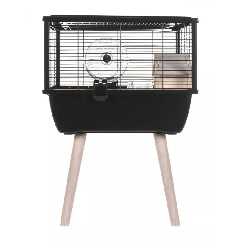 Cage for rodents ZOLUX Neo Nigha small H36 black, wood, W780×D360×H480 mm, wheel included