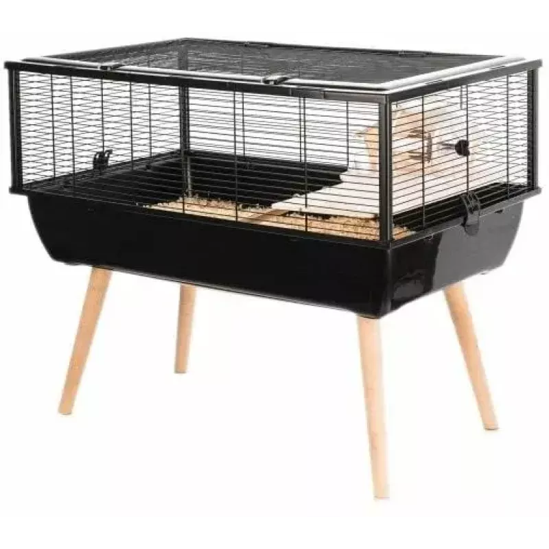 Cage for rodents ZOLUX Neo Nigha small H36 black, wood, W780×D360×H480 mm, wheel included