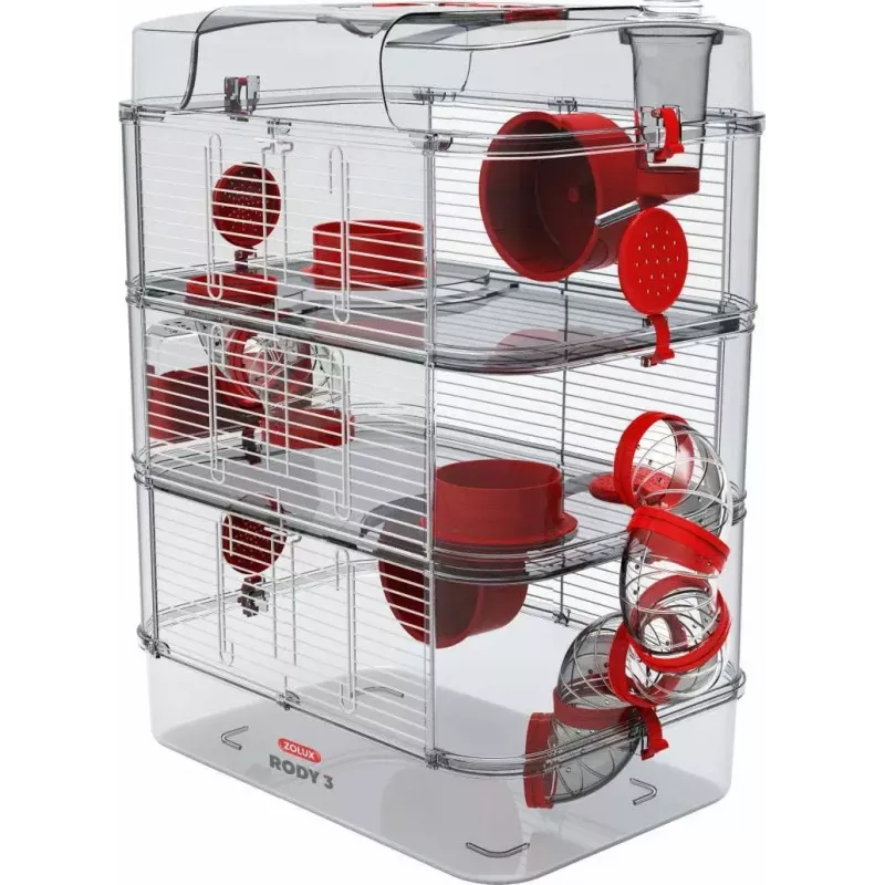 Rodent cage ZOLUX Rody3 Trio — small animal habitat, metal/plastic, 410×270×530 mm, 3 kg, includes wheel