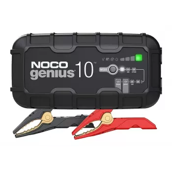 Battery charger NOCO GENIUS10 EU 10 A for 6V and 12V batteries — maintenance and desulphurisation, 150 W, Li‑Ion/AGM/Gel, IPX water‑resistant