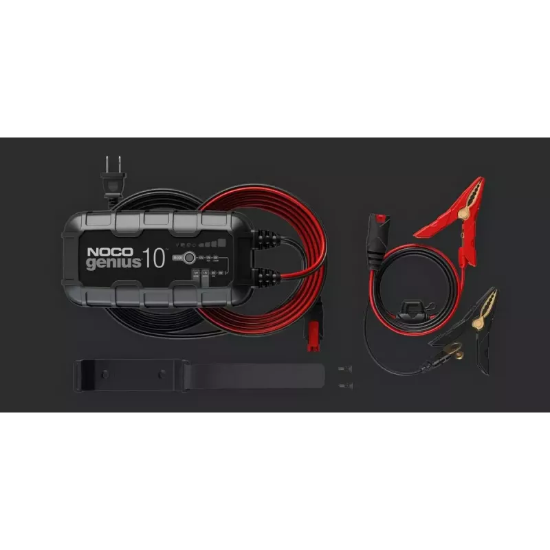 Battery charger NOCO GENIUS10 EU 10 A for 6V and 12V batteries — maintenance and desulphurisation, 150 W, Li‑Ion/AGM/Gel, IPX water‑resistant
