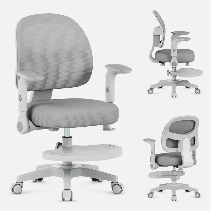 Swivel chair mark adler Junior 5.0 — ergonomic mesh back, foam seat, adjustable height 42–54 cm, grey