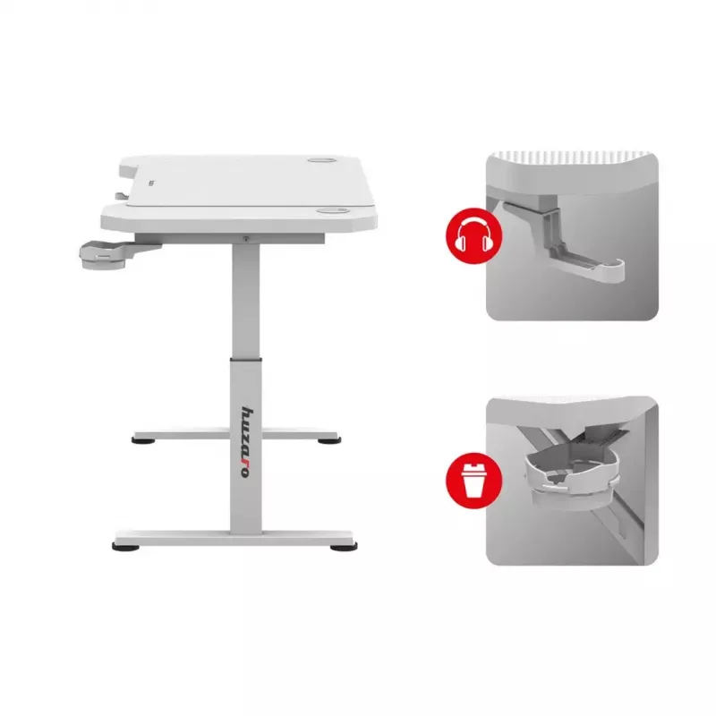 HUZARO HZ-Hero 2.6 White Ergonomic Gaming Chair with Cup Holder and Headphone Hook