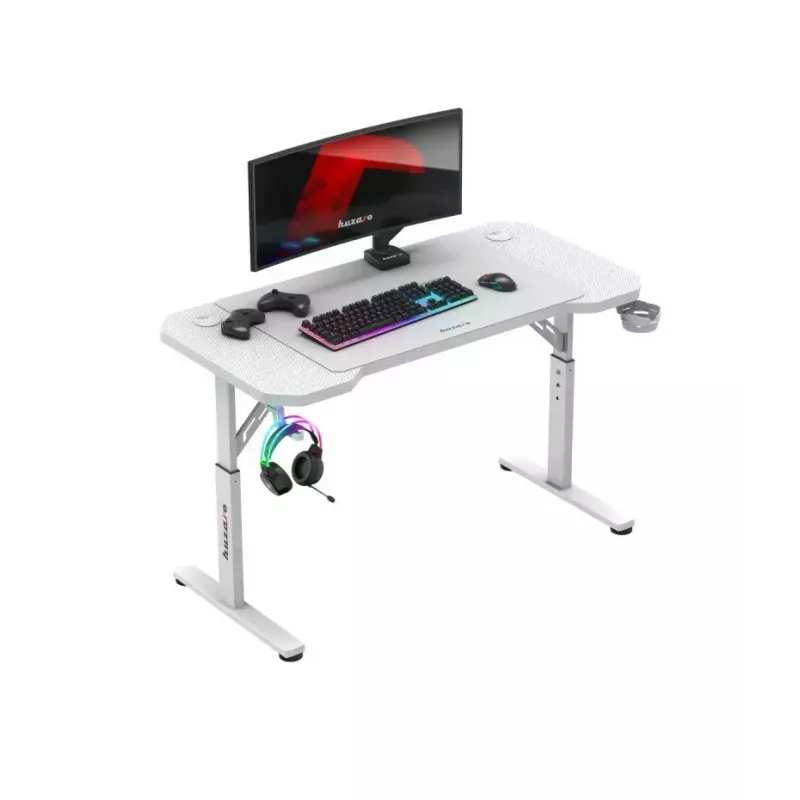 HUZARO HZ-Hero 2.6 White Ergonomic Gaming Chair with Cup Holder and Headphone Hook