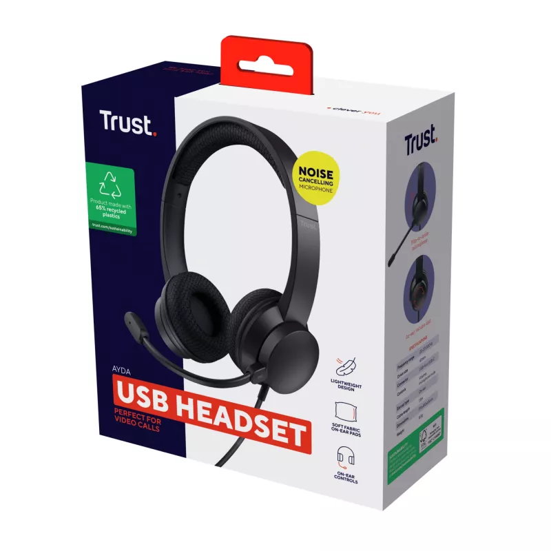 Trust Ayda Headset Wired Head-band Calls/Music USB Type-A Black