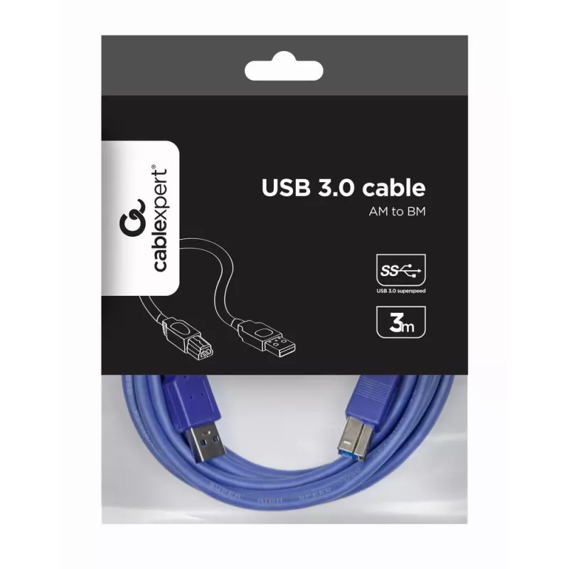 GEMBIRD USB 3.0 Cable A-plug to B-plug 3m - Blue