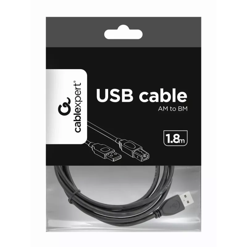 GEMBIRD USB 2.0 A-plug B-plug Cable 2.0m (6ft) - Black/ Bulk Package (ccp-USB2-ambm-6)