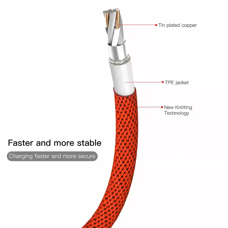 USB-A to Lightning cable Baseus Yiven 1.8 m, 2 A output, red, thermoplastic elastomer jacket