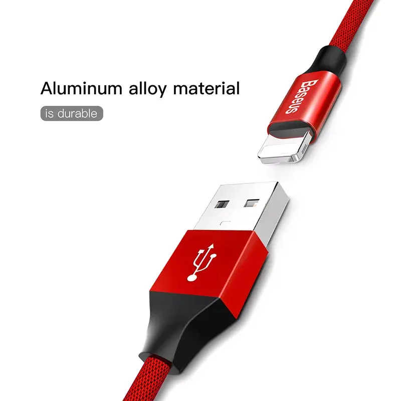 USB-A to Lightning cable Baseus Yiven 1.8 m, 2 A output, red, thermoplastic elastomer jacket