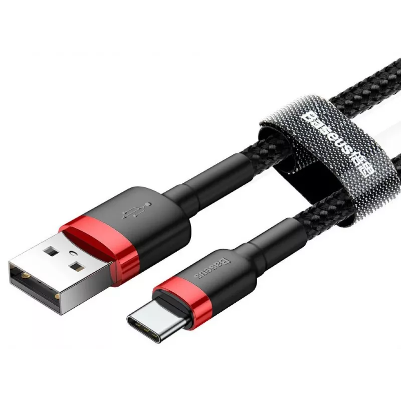 BASEUS Braided Cafule Fast Charging Cable - USB Type-A To Type-C 2A - 2m - Black (Nylon)