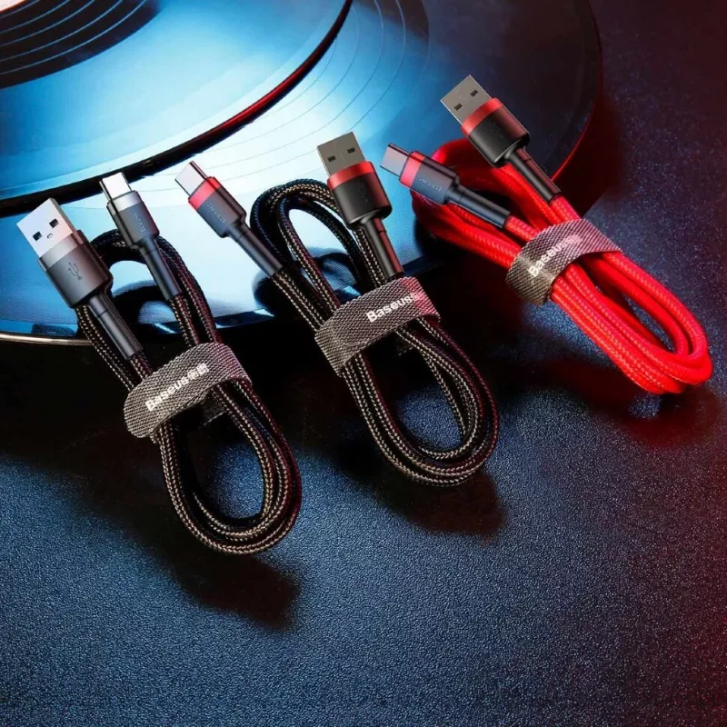 BASEUS Braided Cafule Fast Charging Cable - USB Type-A To Type-C 2A - 2m - Black (Nylon)