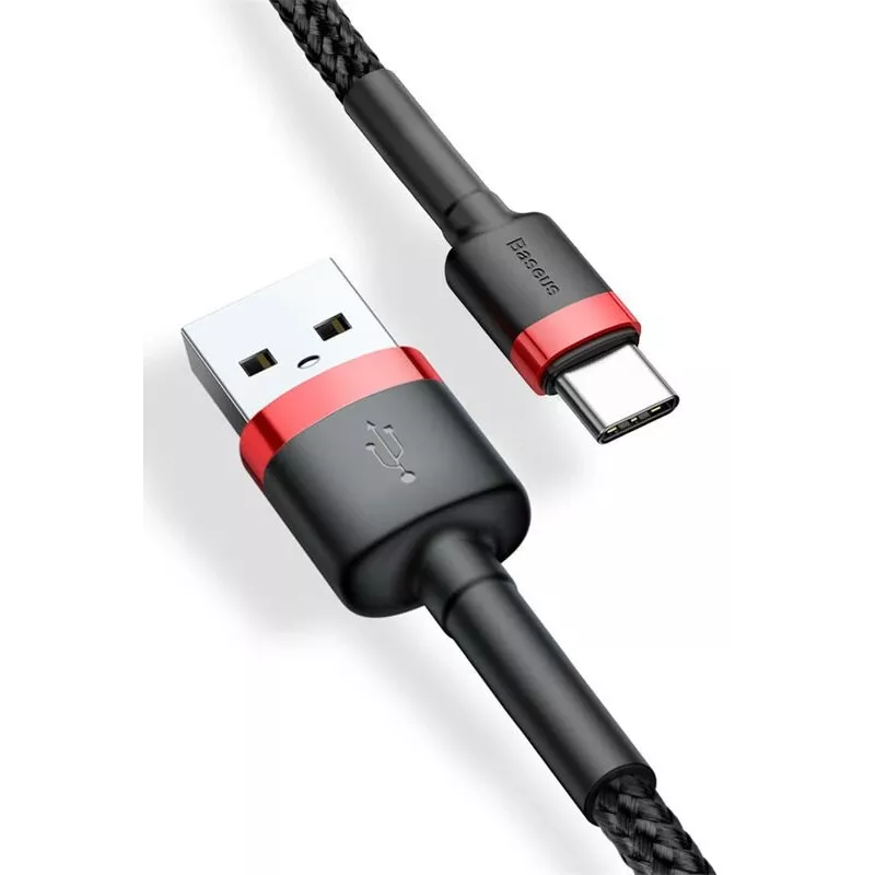 BASEUS Braided Cafule Fast Charging Cable - USB Type-A To Type-C 2A - 2m - Black (Nylon)