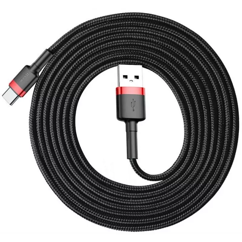 BASEUS Braided Cafule Fast Charging Cable - USB Type-A To Type-C 2A - 2m - Black (Nylon)