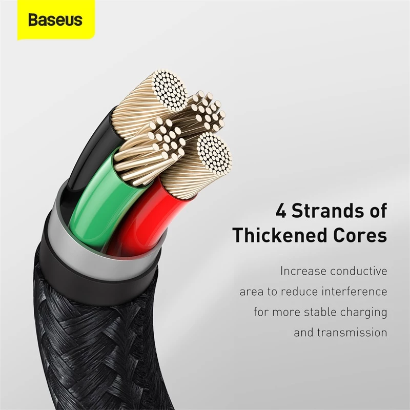 BASEUS Fast Charge Cafule Data Transfer Cable - USB Type-A to Lightning - 480Mbps (2.4A PD) - 1m - Black