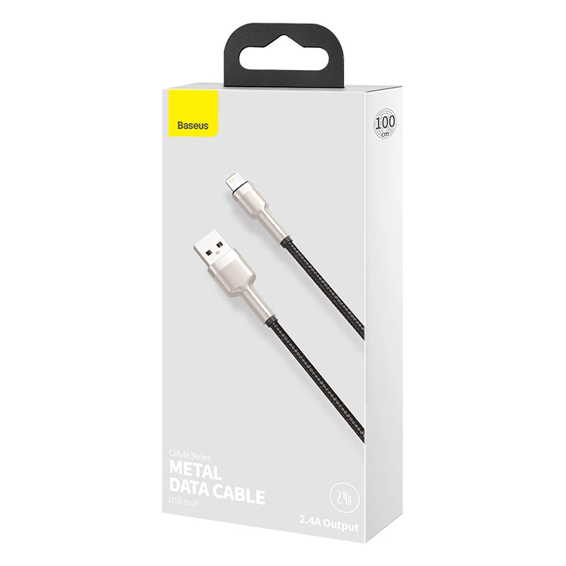 BASEUS Fast Charge Cafule Data Transfer Cable - USB Type-A to Lightning - 480Mbps (2.4A PD) - 1m - Black