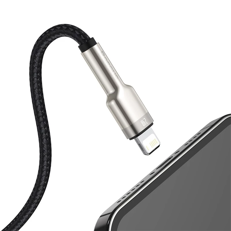 BASEUS Fast Charge Cafule Data Transfer Cable - USB Type-A to Lightning - 480Mbps (2.4A PD) - 1m - Black