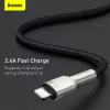 BASEUS Fast Charge Cafule Data Transfer Cable - USB Type-A to Lightning - 480Mbps (2.4A PD) - 1m - Black