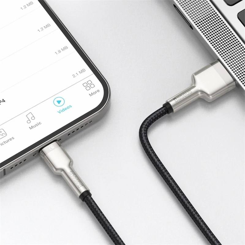 BASEUS Fast Charge Cafule Data Transfer Cable - USB Type-A to Lightning - 480Mbps (2.4A PD) - 1m - Black