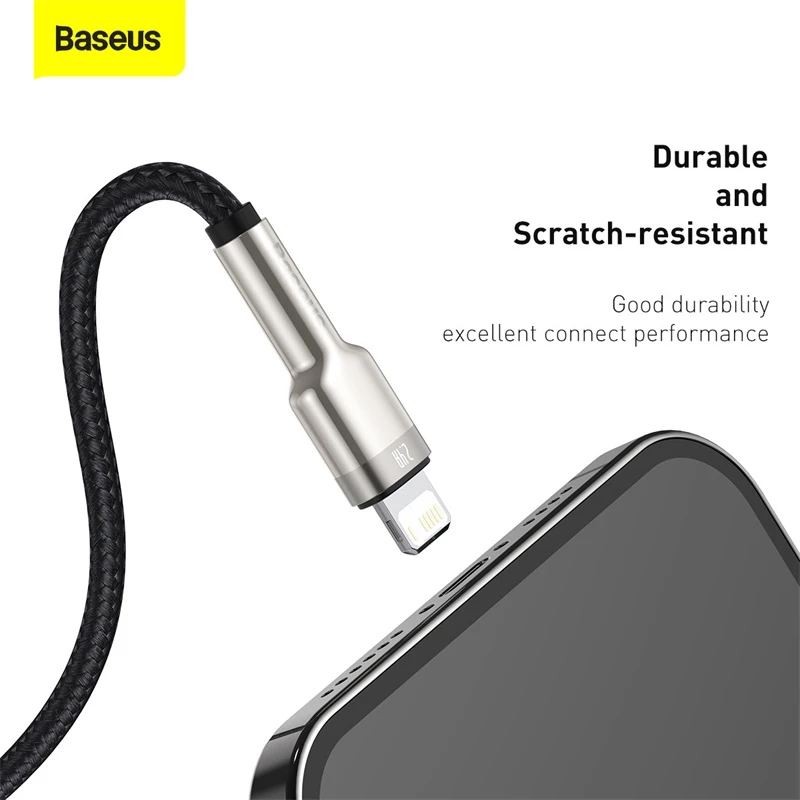 BASEUS Fast Charge Cafule Data Transfer Cable - USB Type-A to Lightning - 480Mbps (2.4A PD) - 1m - Black