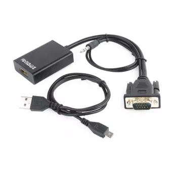 GEMBIRD VGA to HDMI Adapter Cable, USB Powered 15cm - Black