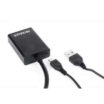 GEMBIRD VGA to HDMI Adapter Cable, USB Powered 15cm - Black