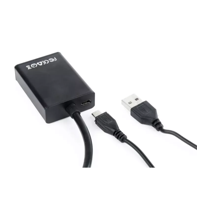 GEMBIRD VGA to HDMI Adapter Cable, USB Powered 15cm - Black